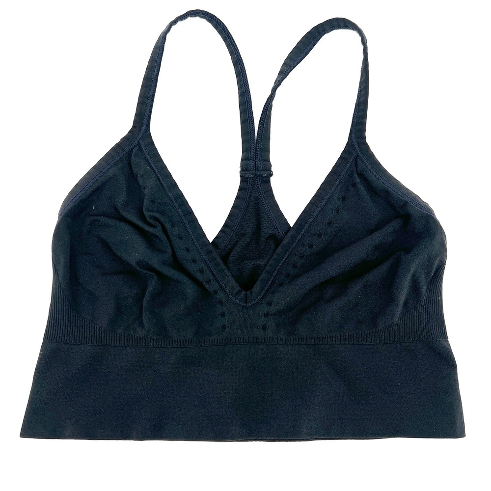 Spanx Bralette Women L Black Longline Seamless Racerback Wireless Athleisure